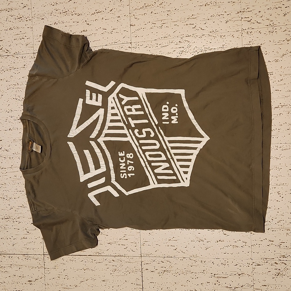 Diesel Industry Green Big Shield Logo Crewneck T-Shirt